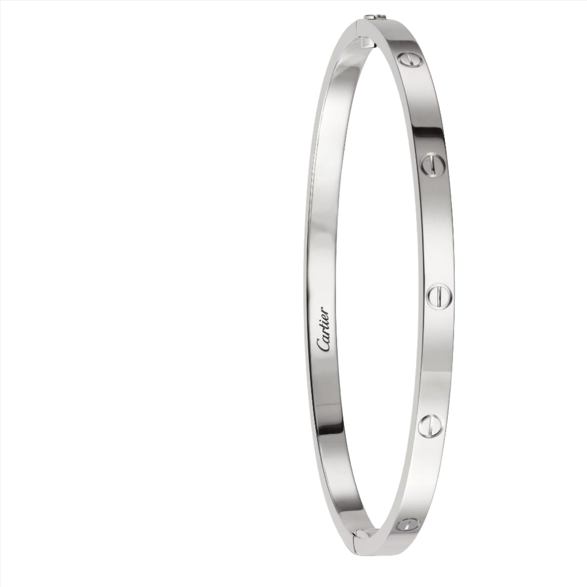 Silver narrow bracelet for women in white gold